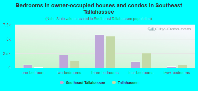Bedrooms in owner-occupied houses and condos in Southeast Tallahassee