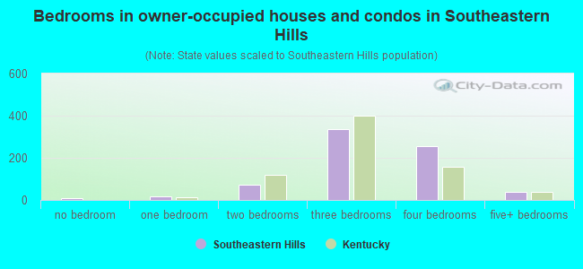Bedrooms in owner-occupied houses and condos in Southeastern Hills