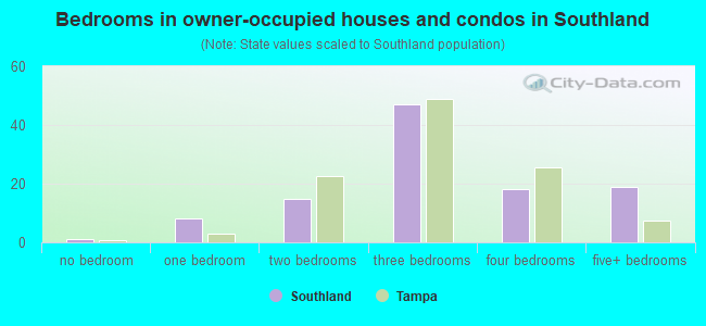 Bedrooms in owner-occupied houses and condos in Southland