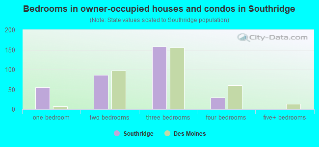 Bedrooms in owner-occupied houses and condos in Southridge