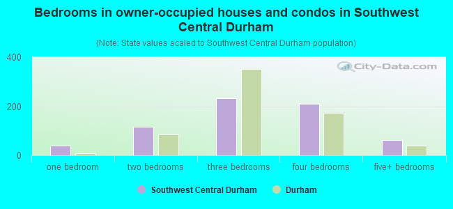 Bedrooms in owner-occupied houses and condos in Southwest Central Durham