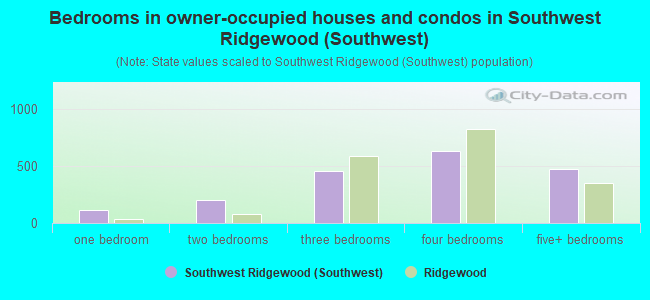 Bedrooms in owner-occupied houses and condos in Southwest Ridgewood (Southwest)