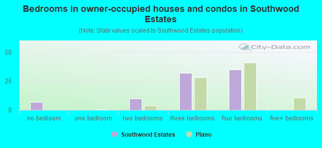 Bedrooms in owner-occupied houses and condos in Southwood Estates