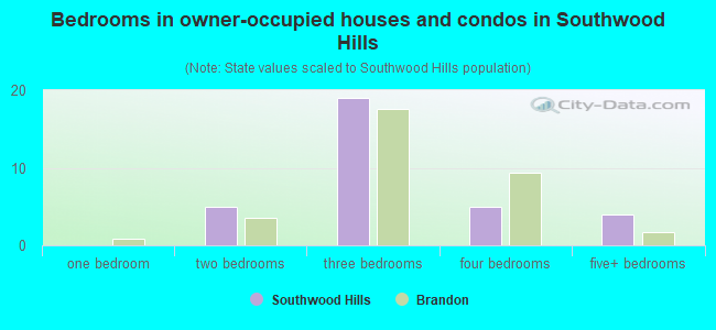 Bedrooms in owner-occupied houses and condos in Southwood Hills