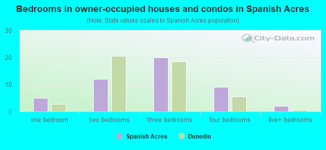 Bedrooms in owner-occupied houses and condos in Spanish Acres