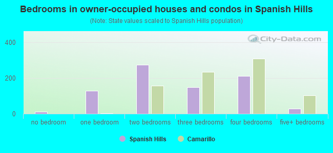 Bedrooms in owner-occupied houses and condos in Spanish Hills
