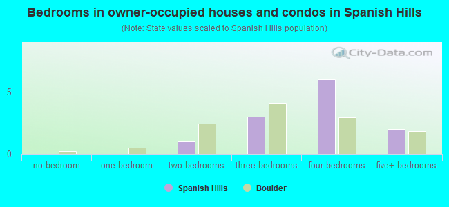 Bedrooms in owner-occupied houses and condos in Spanish Hills