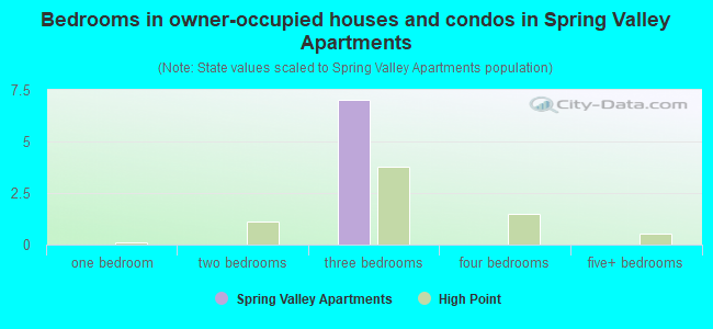 Bedrooms in owner-occupied houses and condos in Spring Valley Apartments