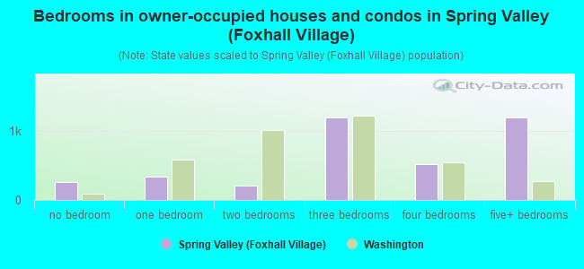 Bedrooms in owner-occupied houses and condos in Spring Valley (Foxhall Village)