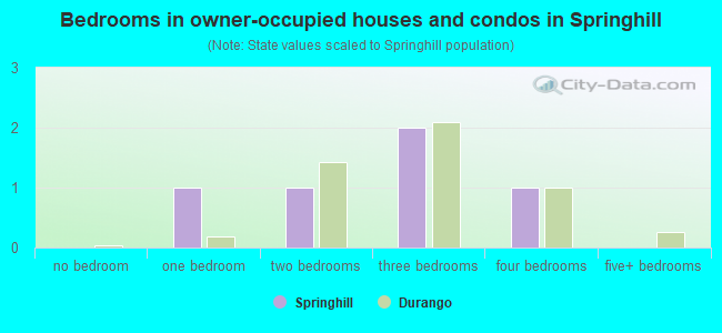 Bedrooms in owner-occupied houses and condos in Springhill