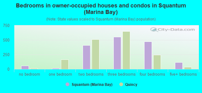 Bedrooms in owner-occupied houses and condos in Squantum (Marina Bay)