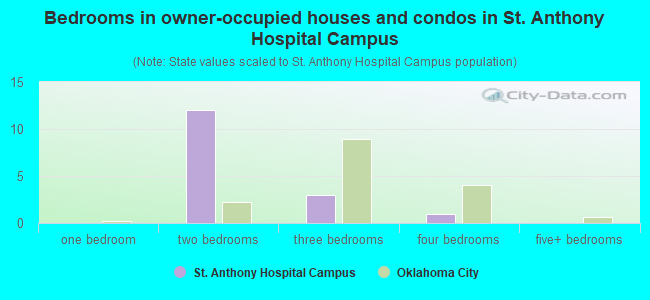 Bedrooms in owner-occupied houses and condos in St. Anthony Hospital Campus