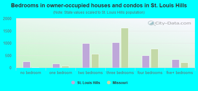 Bedrooms in owner-occupied houses and condos in St. Louis Hills