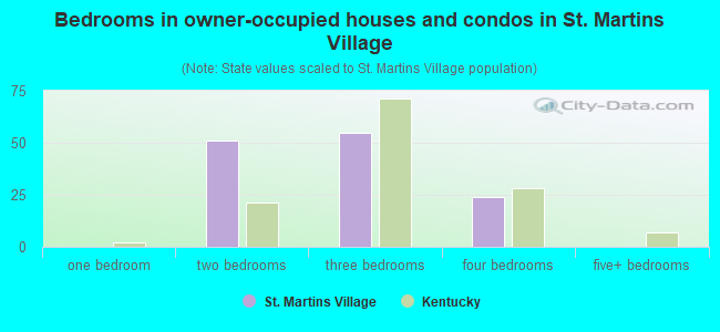 Bedrooms in owner-occupied houses and condos in St. Martins Village