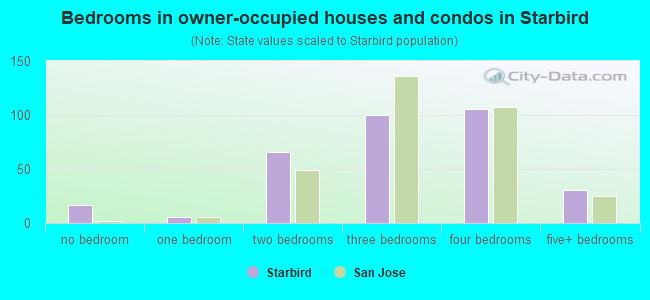 Bedrooms in owner-occupied houses and condos in Starbird