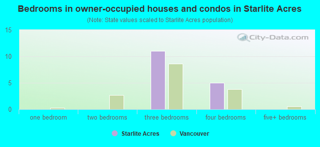 Bedrooms in owner-occupied houses and condos in Starlite Acres