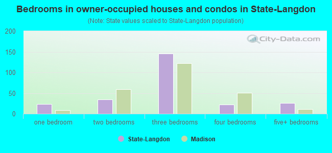 Bedrooms in owner-occupied houses and condos in State-Langdon