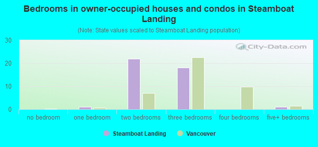 Bedrooms in owner-occupied houses and condos in Steamboat Landing