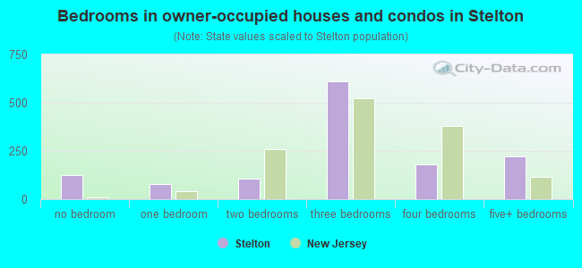 Bedrooms in owner-occupied houses and condos in Stelton