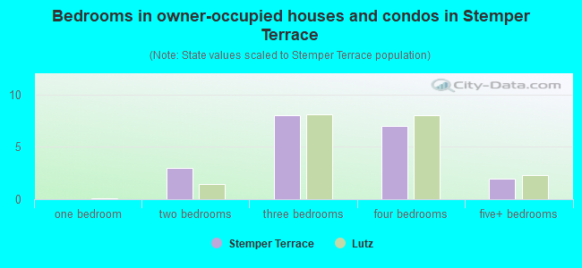 Bedrooms in owner-occupied houses and condos in Stemper Terrace