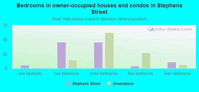 Bedrooms in owner-occupied houses and condos in Stephens Street