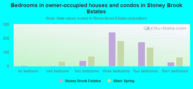 Bedrooms in owner-occupied houses and condos in Stoney Brook Estates