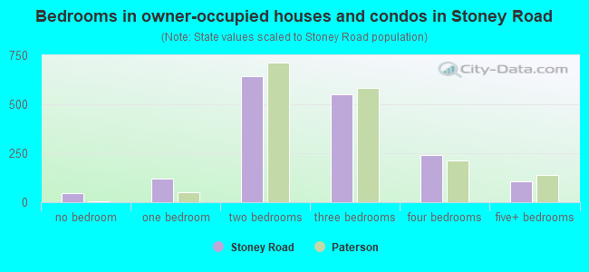 Bedrooms in owner-occupied houses and condos in Stoney Road