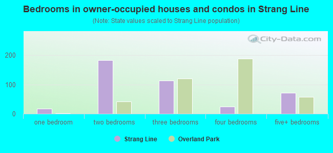 Bedrooms in owner-occupied houses and condos in Strang Line