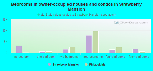 Bedrooms in owner-occupied houses and condos in Strawberry Mansion