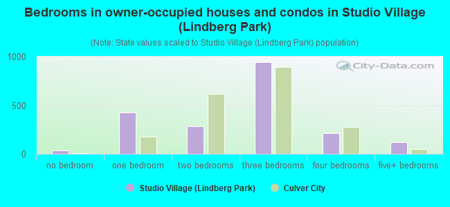 Bedrooms in owner-occupied houses and condos in Studio Village (Lindberg Park)