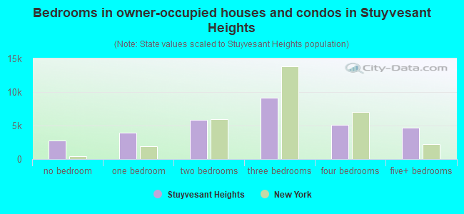 Bedrooms in owner-occupied houses and condos in Stuyvesant Heights