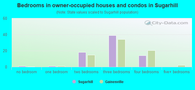 Bedrooms in owner-occupied houses and condos in Sugarhill