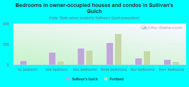 Bedrooms in owner-occupied houses and condos in Sullivan's Gulch