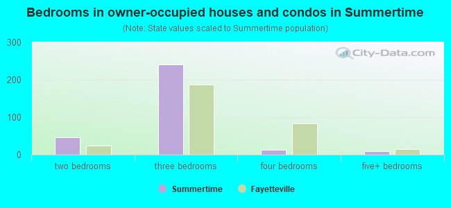 Bedrooms in owner-occupied houses and condos in Summertime