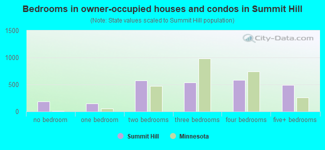 Bedrooms in owner-occupied houses and condos in Summit Hill