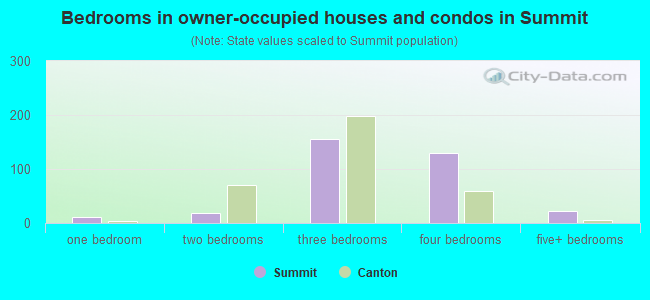 Bedrooms in owner-occupied houses and condos in Summit