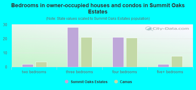 Bedrooms in owner-occupied houses and condos in Summit Oaks Estates