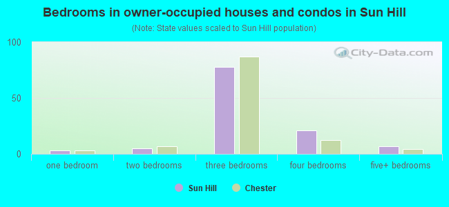 Bedrooms in owner-occupied houses and condos in Sun Hill