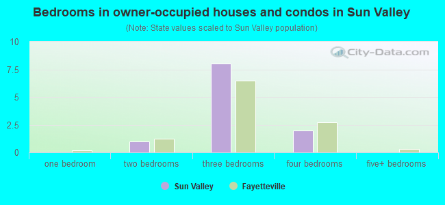 Bedrooms in owner-occupied houses and condos in Sun Valley