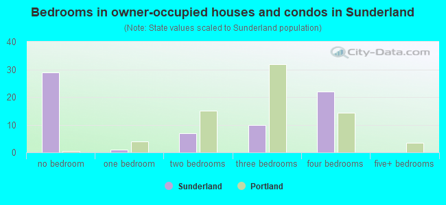 Bedrooms in owner-occupied houses and condos in Sunderland