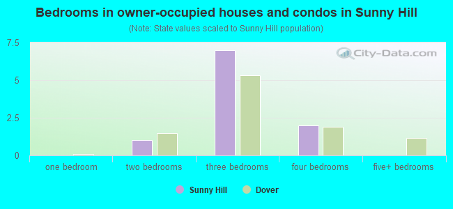 Bedrooms in owner-occupied houses and condos in Sunny Hill