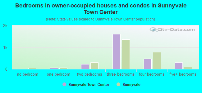Bedrooms in owner-occupied houses and condos in Sunnyvale Town Center
