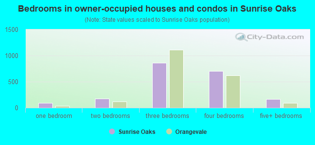 Bedrooms in owner-occupied houses and condos in Sunrise Oaks