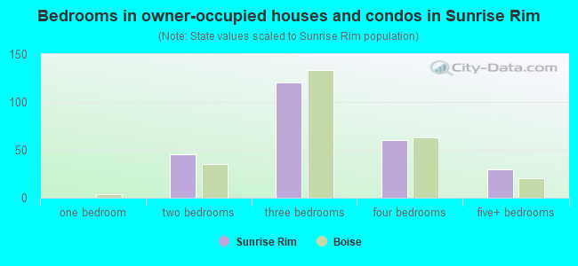 Bedrooms in owner-occupied houses and condos in Sunrise Rim