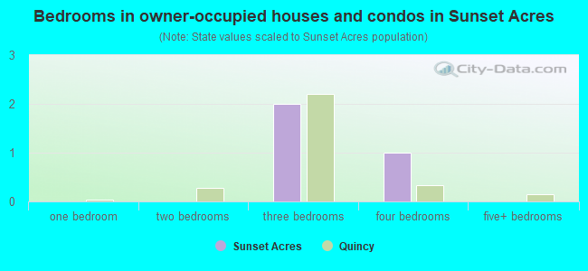 Bedrooms in owner-occupied houses and condos in Sunset Acres