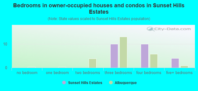 Bedrooms in owner-occupied houses and condos in Sunset Hills Estates