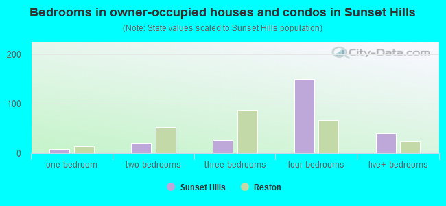 Bedrooms in owner-occupied houses and condos in Sunset Hills