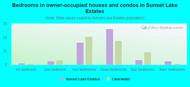 Bedrooms in owner-occupied houses and condos in Sunset Lake Estates