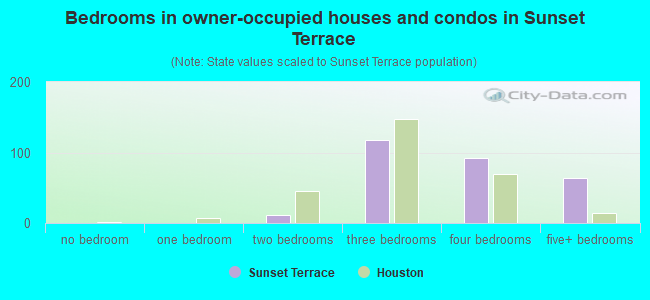 Bedrooms in owner-occupied houses and condos in Sunset Terrace