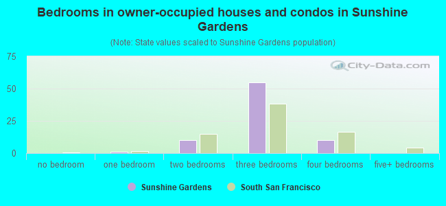 Bedrooms in owner-occupied houses and condos in Sunshine Gardens